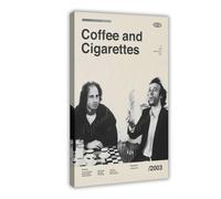 Poster vintage sur toile Café et cigarettes - Décoration de chambre à coucher, bureau, chambre - Cadeau - 40 x 60 cm