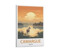 Poster vintage sur toile Camargue Arles - Décoration murale moderne pour chambre à coucher - 30 x 45 cm