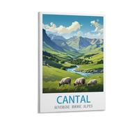 Poster vintage sur toile Cantal Auvergne Rhône Alpes 20 x 30 cm Décoration murale moderne pour chambre à coucher