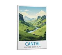 Poster vintage sur toile Cantal Auvergne Rhône Alpes 20 x 30 cm Décoration murale moderne pour chambre à coucher