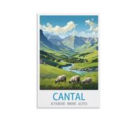 Poster vintage sur toile Cantal Auvergne Rhône Alpes 40 x 60 cm Décoration murale moderne pour chambre à coucher