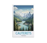 Poster vintage sur toile Cauterets Pyrénées - Décoration murale moderne pour chambre à coucher - 20 x 30 cm