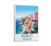 Poster vintage sur toile de Beyrouth Liban - Décoration murale moderne pour chambre à coucher - 20 x 30 cm