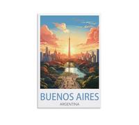 Poster vintage sur toile de Buenos Aires Argentine, coucher de soleil, décoration d'intérieur, 40 x 60 cm