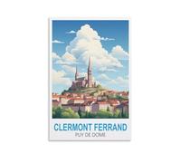 Poster vintage sur toile de Clermont Ferrand Puy de Dome - Décoration murale moderne pour chambre à coucher - 20 x 30 cm