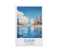 Poster vintage sur toile de Dubaï City - Motif voyage arabe - 40 x 60 cm