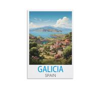 Poster vintage sur toile de Galice, Espagne, décoration murale moderne pour chambre à coucher (20 x 30 cm)