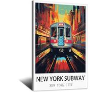 Poster vintage sur toile de métro de New York - Décoration murale moderne pour salon - 60 x 90 cm
