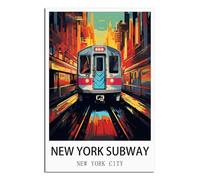 Poster vintage sur toile de métro de New York - Décoration murale moderne pour salon - 60 x 90 cm