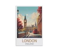 Poster vintage sur toile imprimé Londres Angleterre 30 x 45 cm