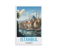 Poster vintage sur toile Istanbul Turquie - Décoration murale moderne pour chambre à coucher - 50 x 75 cm