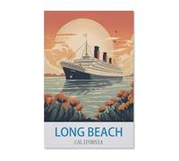 Poster Vintage sur Toile Longue Plage californienne Bateau,Puzzle en Papier 1000 Pièce Classique Adultes Puzzles Enfants Apprentissage Assembler des Jouets(38x26cm)-E53