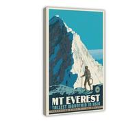 Poster vintage sur toile Mt Everest Tallest Mountain in Asia - Décoration pour chambre à coucher, bureau, chambre - Cadre cadeau - 60 x 90 cm