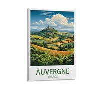 Poster vintage sur toile pour décoration d'intérieur : Auvergne France - Paysage - 20 x 30 cm