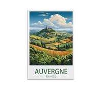 Poster vintage sur toile pour décoration d'intérieur : Auvergne France - Paysage - 20 x 30 cm