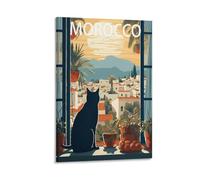 Poster vintage sur toile pour décoration d'intérieur : coucher de soleil du Maroc, paysage (20 x 30 cm)