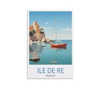 Poster vintage sur toile pour décoration d'intérieur : île de Ré France - 20 x 30 cm