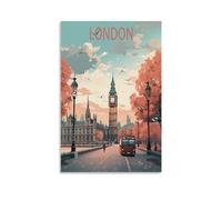 Poster vintage sur toile pour décoration d'intérieur : Londres, Angleterre, 30 x 45 cm
