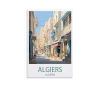 Poster vintage sur toile pour décoration d'intérieur : rue d'Algérie, paysage d'Algérie (20 x 30 cm)