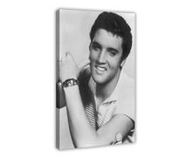 Poster vintage sur toile représentant Elvis de Presley King Of Rock - Décoration murale pour salon, chambre à coucher - 50 x 75 cm