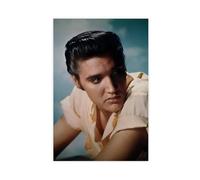 Poster vintage sur toile représentant Elvis de Presley King Of Rock - Pour décoration de chambre à coucher, bureau, chambre à coucher - 40 x 60 cm