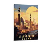 Poster vintage sur toile représentant le Caire d'Égypte - Décoration murale moderne pour chambre à coucher - 30 x 45 cm
