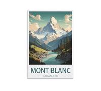 Poster vintage sur toile représentant le Mont Blanc Chamonix - 40 x 60 cm - Décoration murale moderne pour chambre à coucher