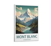 Poster vintage sur toile représentant le Mont Blanc Chamonix - 40 x 60 cm - Décoration murale moderne pour chambre à coucher