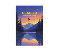 Poster vintage sur toile représentant le parc national des glaciers, décoration murale pour salon, chambre à coucher, 50 x 75 cm