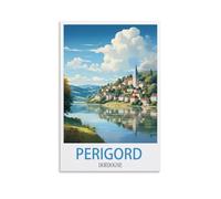 Poster vintage sur toile représentant le Périgord Dordogne, décoration murale moderne pour chambre à coucher (20 x 30 cm)