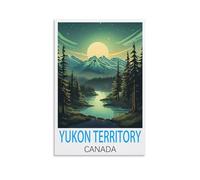 Poster vintage sur toile représentant le territoire du Yukon Canada (20 x 30 cm) - Décoration murale moderne pour chambre à coucher