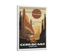 Poster vintage sur toile représentant l'étoile Coruscant Star The Wars - Décoration murale esthétique - Fournitures scolaires - 20 x 30 cm