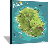 Poster vintage sur toile représentant l'île de la RéUnion France Décoration murale