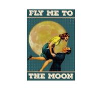 Poster vintage sur toile sans cadre Fly Me To The Moon Vertical, Frank Sinatra Couple - Décoration pour chambre à coucher, bureau, chambre - Cadeau 30 x 45 cm