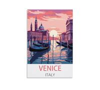 Poster vintage sur toile Venise Italie 50 x 75 cm Décoration murale pour chambre à coucher