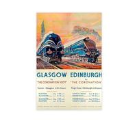 Poster vintage The Coronation Glasgow Edinburgh sur toile pour décoration de salon, chambre à coucher - 20 x 30 cm