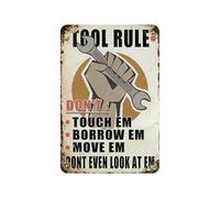 Poster vintage « Tool Rule Don'T Touch Em Borrow Em Move Em Don't Even Look At » - Pour salle de bain, maison, jardin, magasin, 20,3 x 30,5 cm - Style rétro - Pour maison, ferme, garage - Décoration