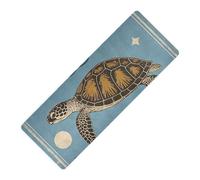 Poster vintage tortue de mer bleu imprimé tapis de yoga pliable voyage caoutchouc naturel antidérapant, avec sac pour transport tapete para ejercicio 180,3 x 66 cm pour sol