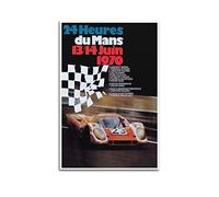 Poster vintage voiture de course 24 heures du Mans 1970 - Peinture décorative sur toile - Décoration de chambre à coucher - 60 x 90 cm