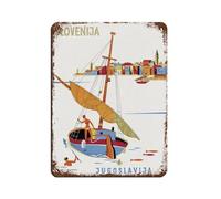 Poster vintage Yougoslavie avec voile en métal - Décoration murale - 30 x 40 cm