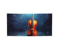 Poster violon pour extérieur et intérieur - Toile de fond d'anniversaire - Fournitures de fête - Fond photo avec œillets - Bannière murale personnalisée