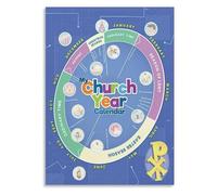 poster What Color is Today? Liturgical Calendar Poster, Interactive Catholic Canvas Art for Children's Church, Family Catechesis(Framed,16x24inch(40x60cm))