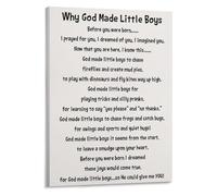 poster Why God Made Little Boys Heartwarming Quote on Canvas - Inspirational Wall Art Poster for Boy's Bedroom, Nursery, Playroom, or Family Room(Unframed,12x18inch(30x45cm))