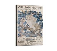 Poster William Morris - Motif hibou et oiseau - Décoration murale à suspendre - Pour chambre à coucher - 40 x 60 cm