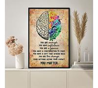 Poster « You Matter Brain » - Art auto-soins - Tableau de psychologie - Affiche de motivation - Affiche de thérapie - Affiche de conseil en métal - Décoration murale - 15,2 x 20,3 cm