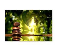 Postereck - 0265 - Pierres, eau, spa, détente, soleil. Art Mural Impression - Décoration zen, relaxation, Canvas - Affiche - 3:2 61,0 cm x 40,5 cm