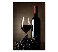 Postereck - 0693 - Vin rouge, raisin, verre, bouteille, nature morte. Art Mural Impression - Décoration cuisine, bar, Canvas - Affiche - 3:2 61,0 cm x 40,5 cm