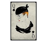 Postereck - 0741 - Carte à jouer vintage, Fashion Dame Pique. Art Mural Tirage - Décoration rétro, mode, Poster - toile - 100,0 cm x 75,0 cm