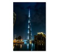 Postereck - 2517 - Tirage Burj Khalifa Gratte-Ciel Dubaï Immeuble Nuit - Art Mural, Voyage, Architecture - Affiche - 4:3 40,0 cm x 30,0 cm