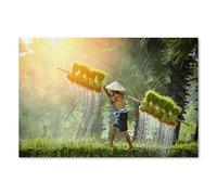 Postereck - 3406 - Tirage Thaïlande Rizière Nature Champ Asie Plante - Art Mural, Voyage, Vert, Zen - Affiche - 3:2 91,0 cm x 61,0 cm